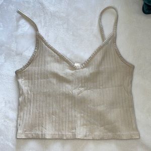 Cream cropped tank top